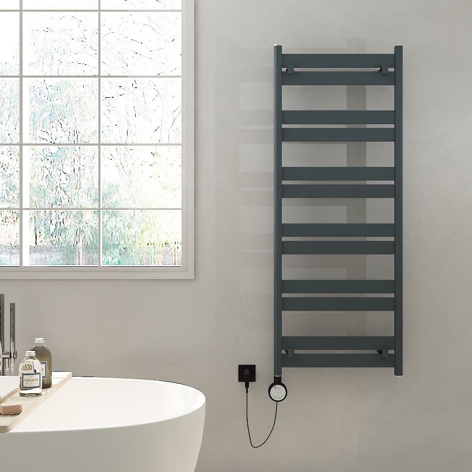 Ligne Aluminium Sèche-Serviette Électrique Design Moderne en Acier Inoxydable 400W Anthracite 1225 x 480 mm - Digital