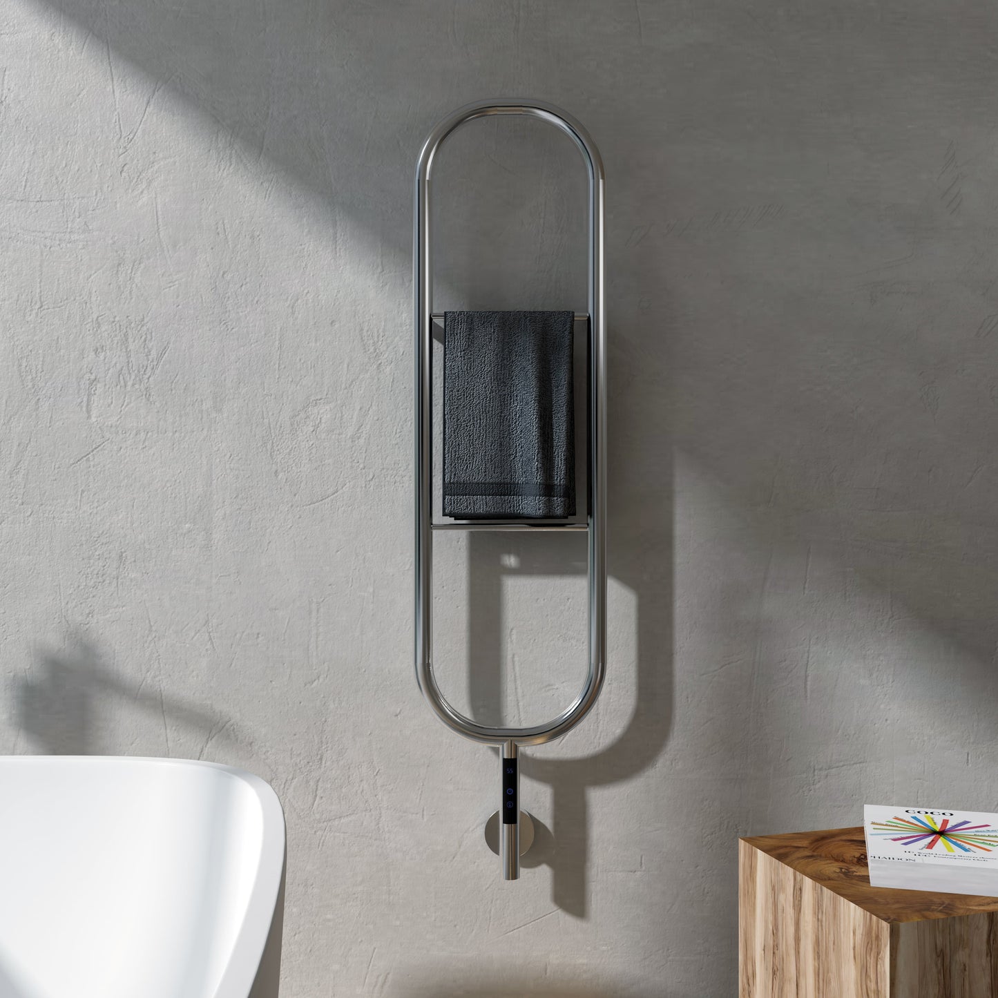 Carisa Felix Sèche-Serviette Électrique Design Moderne en Acier Inoxydable | Radiateur Salle de Bain Haut de Gamme Miroir Poli