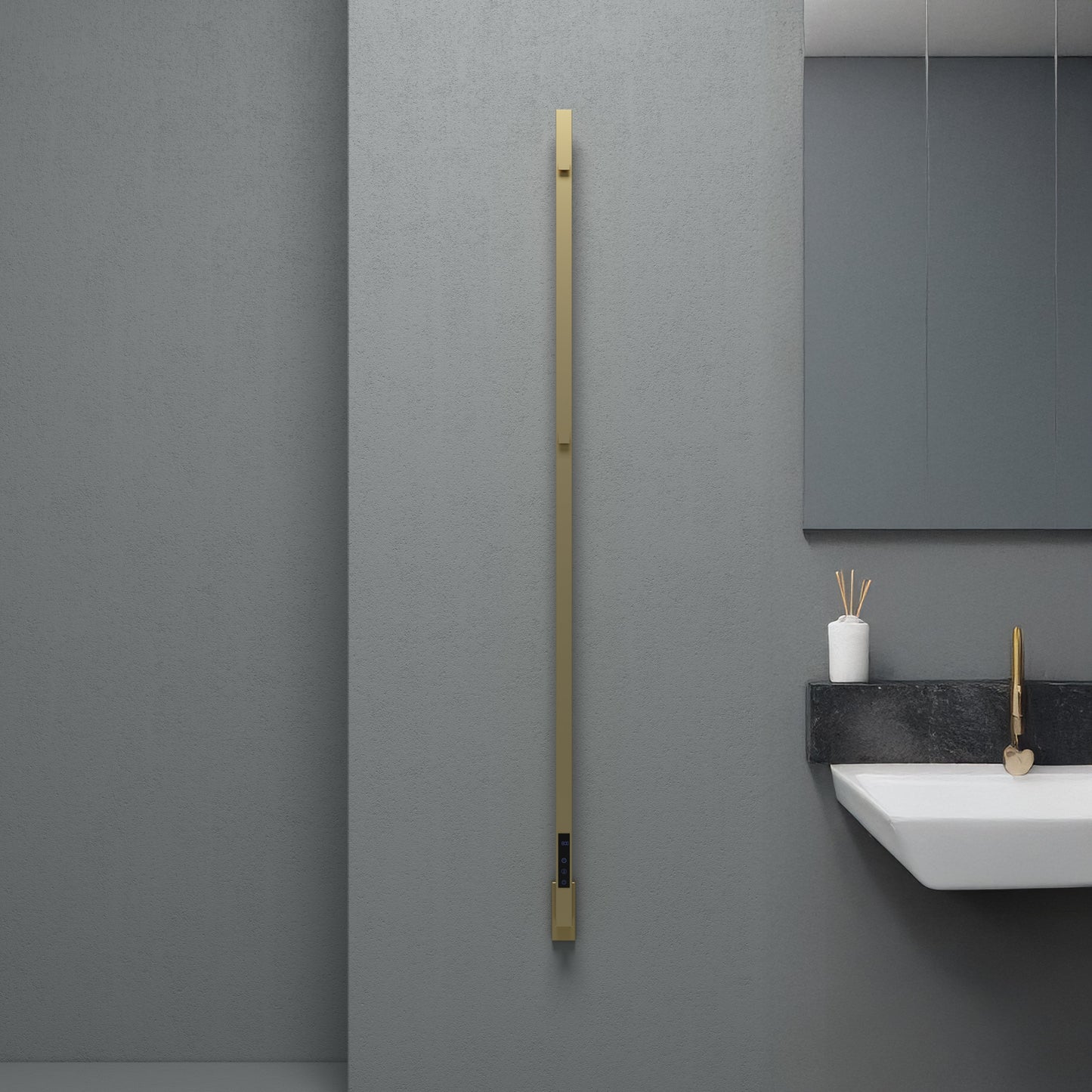 Carisa Maxim Sèche-Serviette Électrique Design Moderne en Acier Inoxydable | Radiateur Salle de Bain Haut de Gamme Laiton Anodisé Brossé