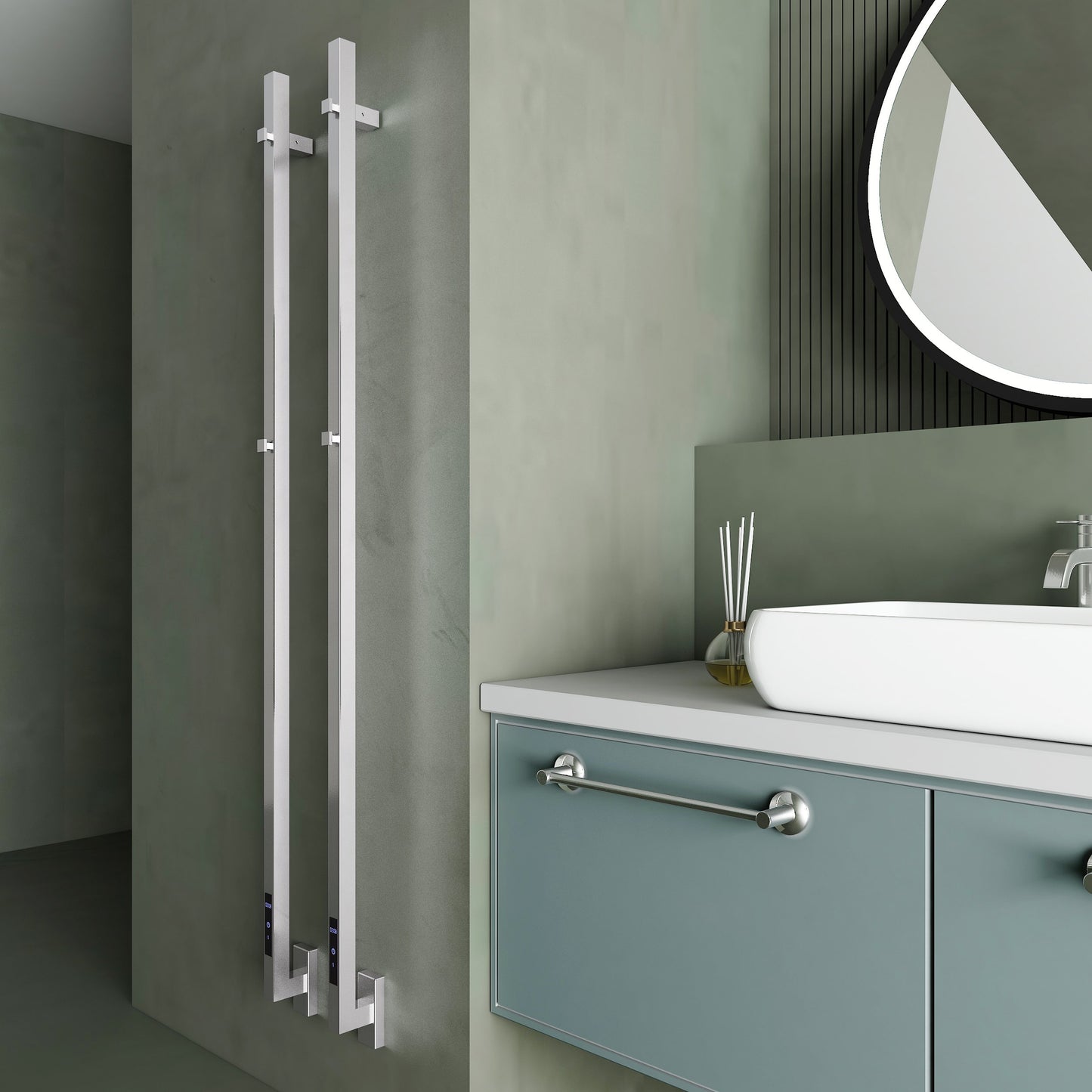 Carisa Maxim Sèche-Serviette Électrique Design Moderne en Acier Inoxydable | Radiateur Salle de Bain Haut de Gamme Miroir Poli