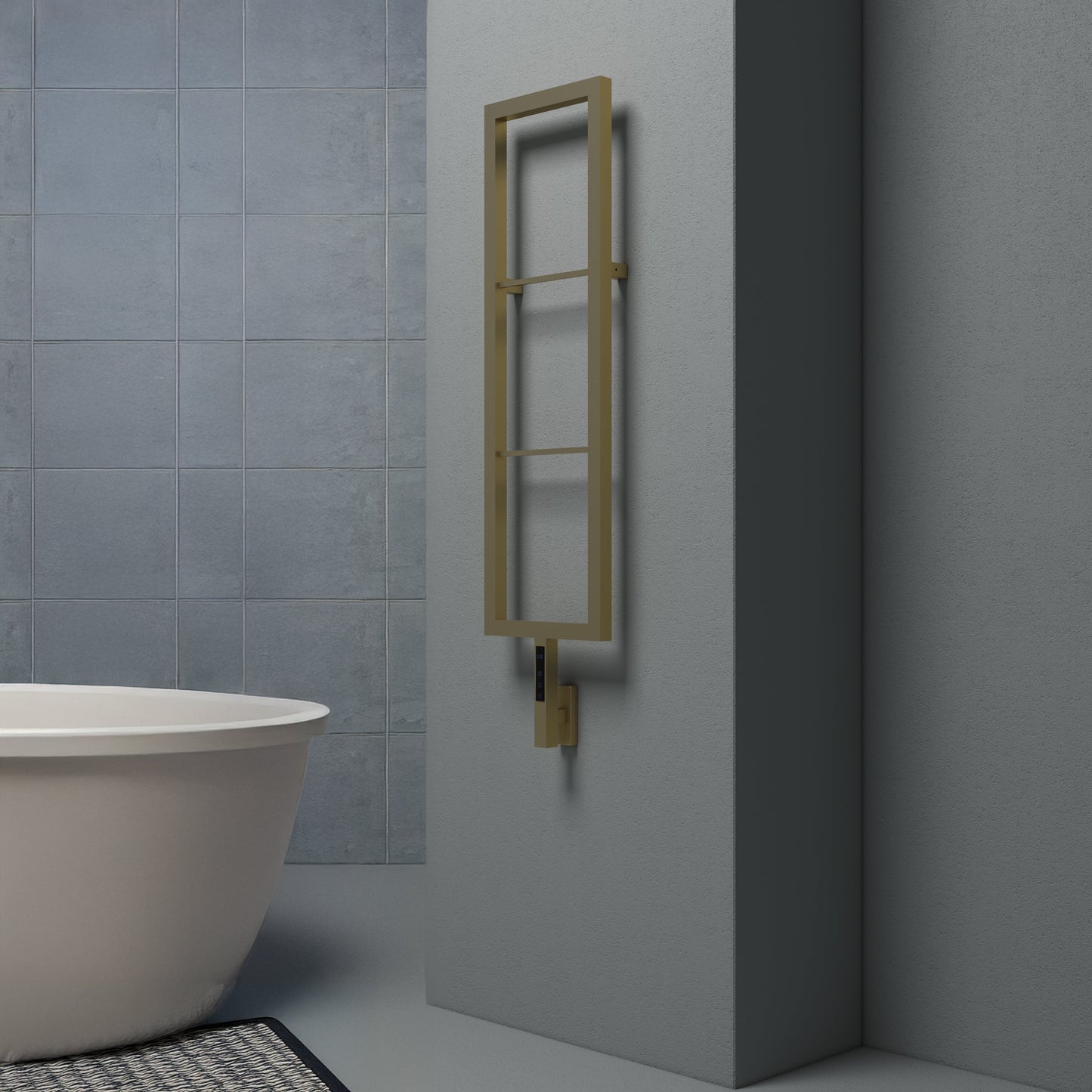 Carisa Vero Sèche-Serviette Électrique Design Moderne en Acier Inoxydable | Radiateur Salle de Bain Haut de Gamme Laiton Anodisé Brossé