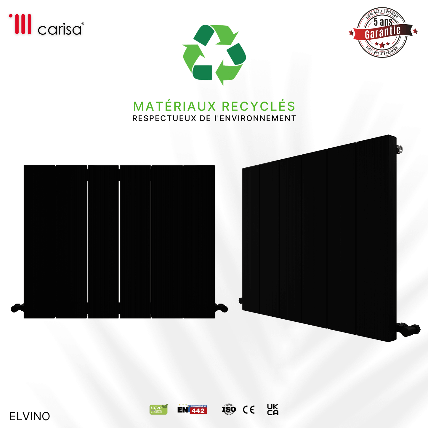 Carisa Elvino Radiateur en Aluminium Horizontal Design Moderne Noir