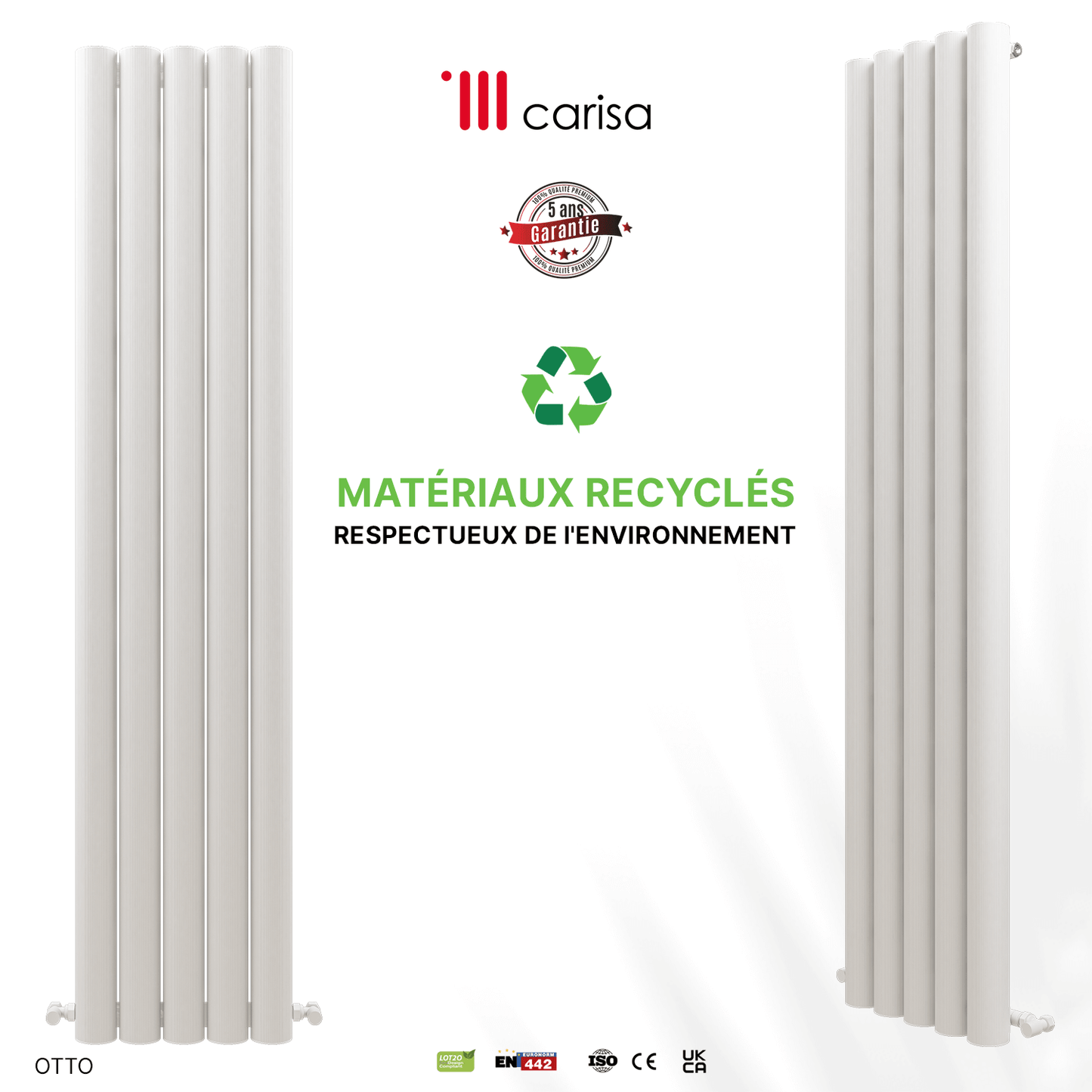 Carisa Otto Radiateur en Aluminium Vertical Design Moderne Blanc