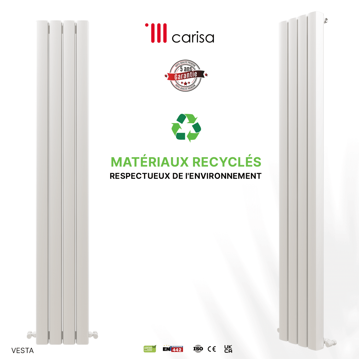 Carisa Vesta Radiateur en Aluminium Vertical Design Moderne Blanc