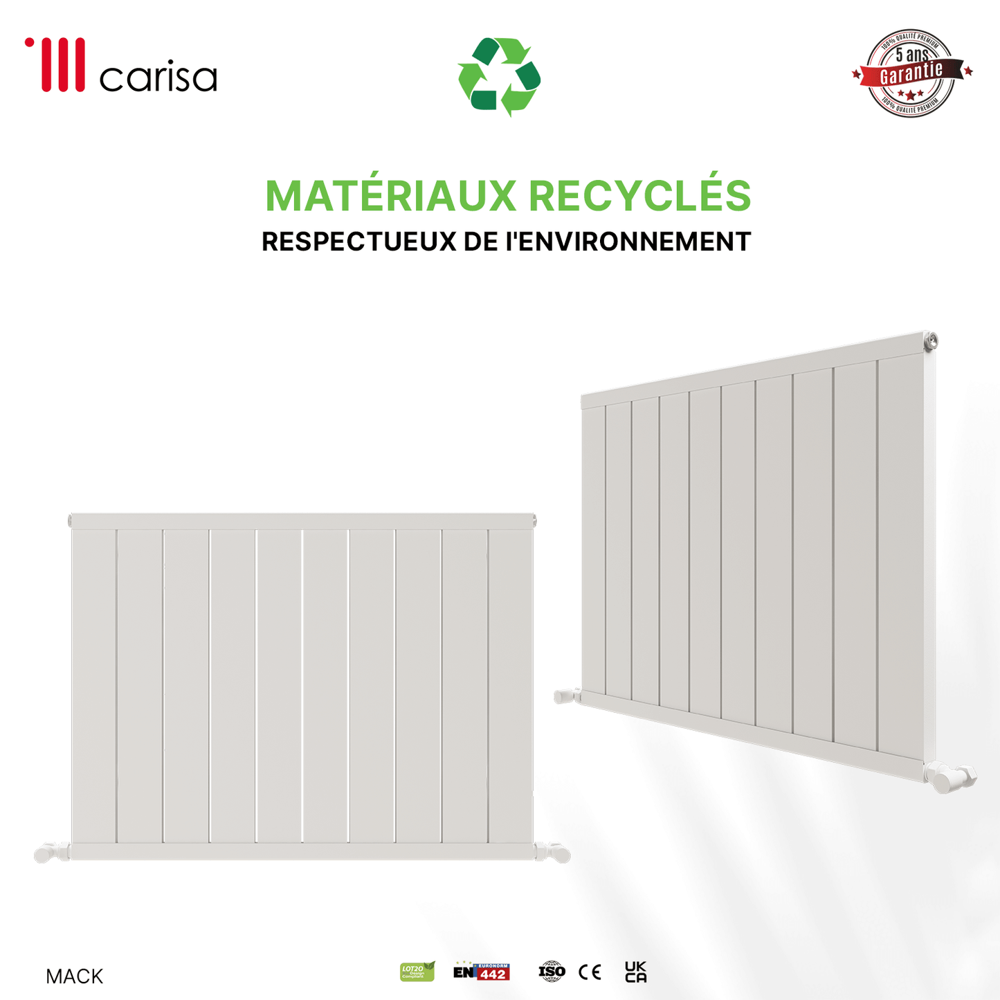 Carisa Mack Radiateur en Aluminium Horizontal Design Moderne Blanc