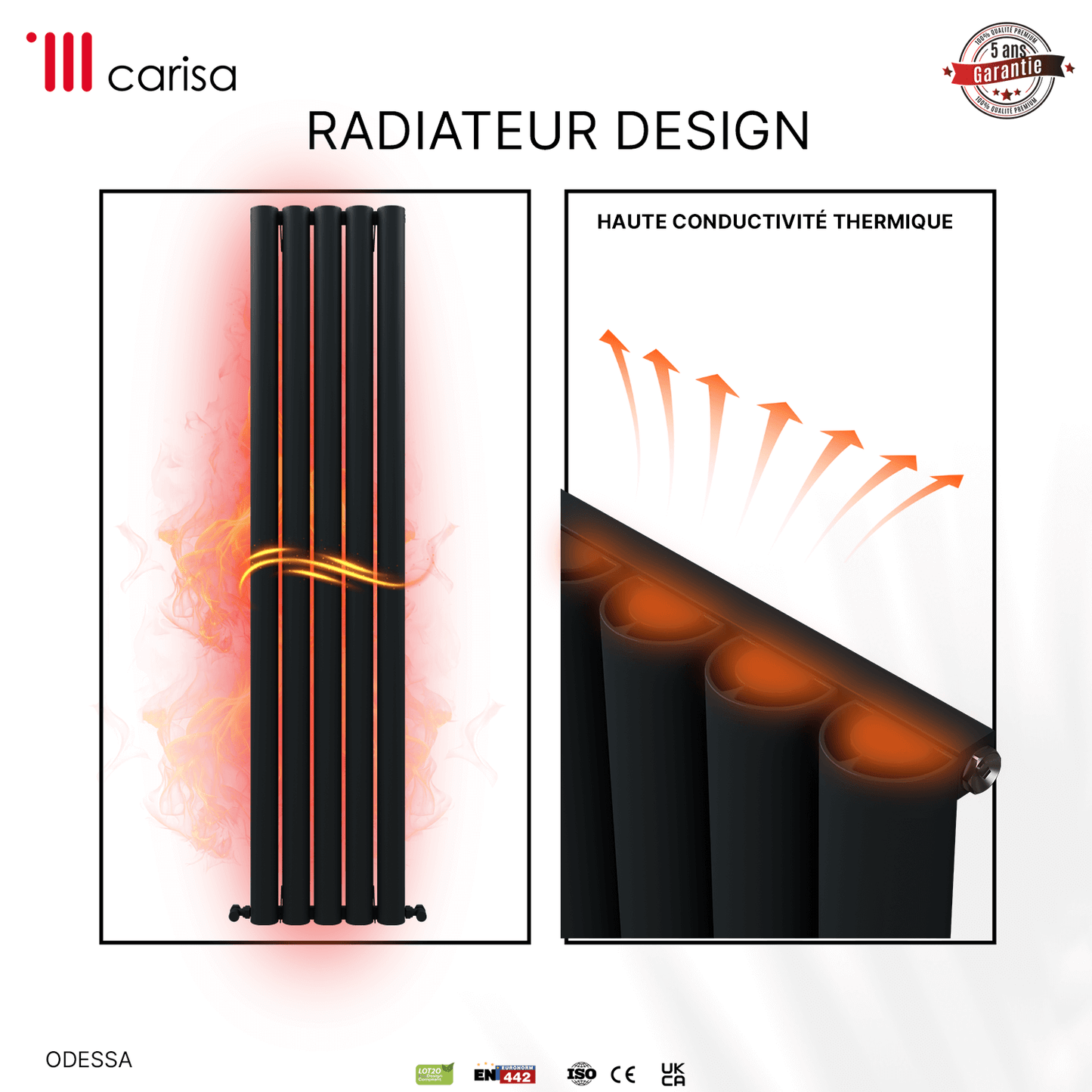 Carisa Odessa Radiateur en Aluminium Vertical Design Moderne Anthracite