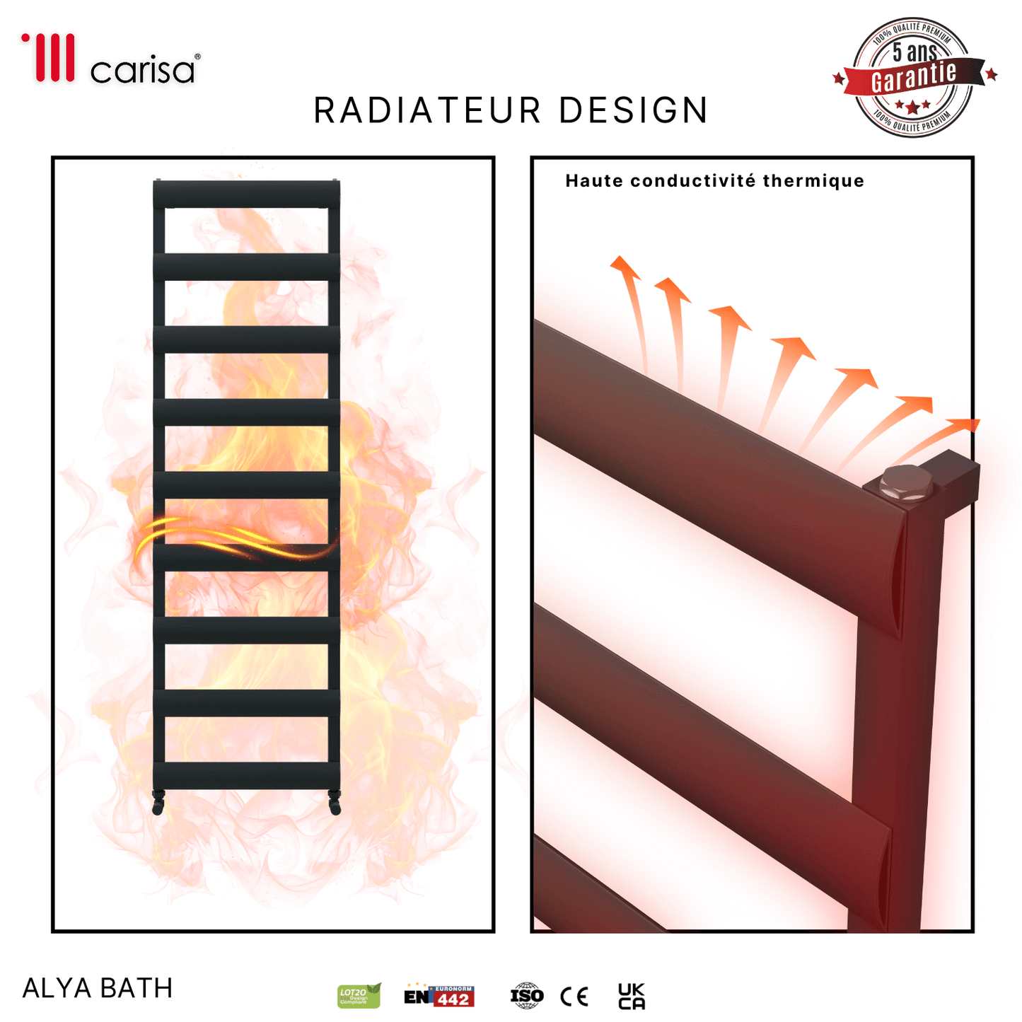 Carisa Alya Bath Sèche-Serviettes en Aluminium Design Moderne Anthracite