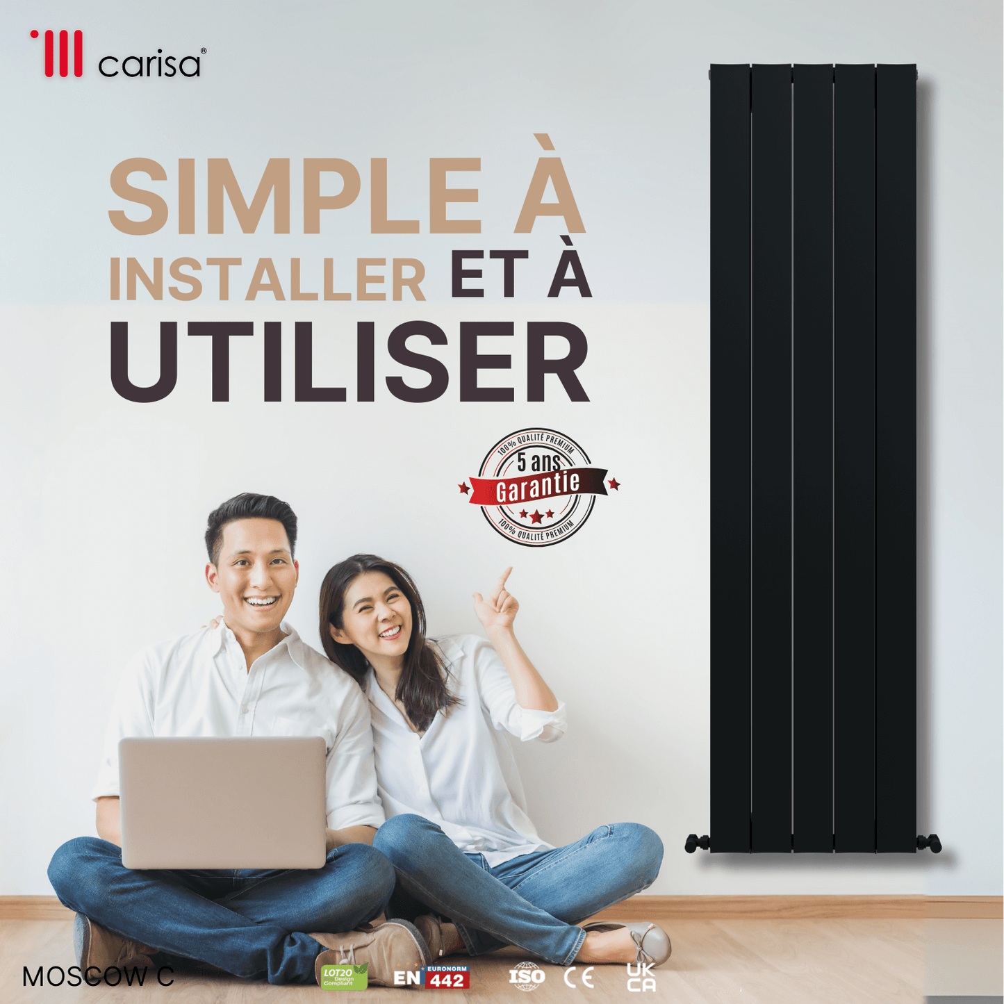 Carisa Moscow C Radiateur en Aluminium Vertical Design Moderne Anthracite