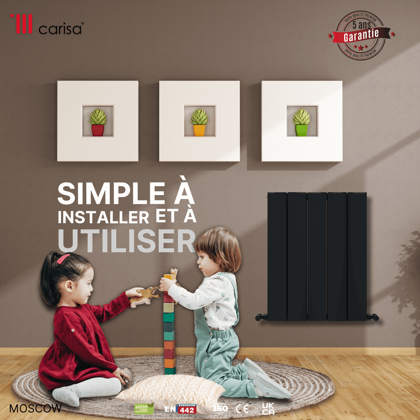 Carisa Moscow Radiateur en Aluminium Horizontal Design Moderne Anthracite