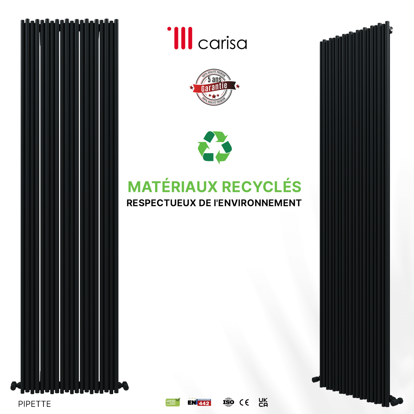 Carisa Pipette Radiateur en Aluminium Vertical Design Moderne Anthracite