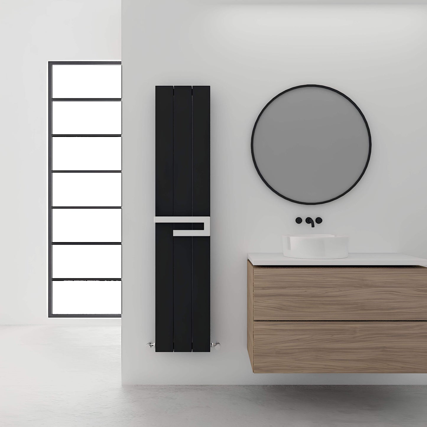 Carisa Elvino Bath Mirror Sèche-Serviettes en Aluminium Design Moderne Noir