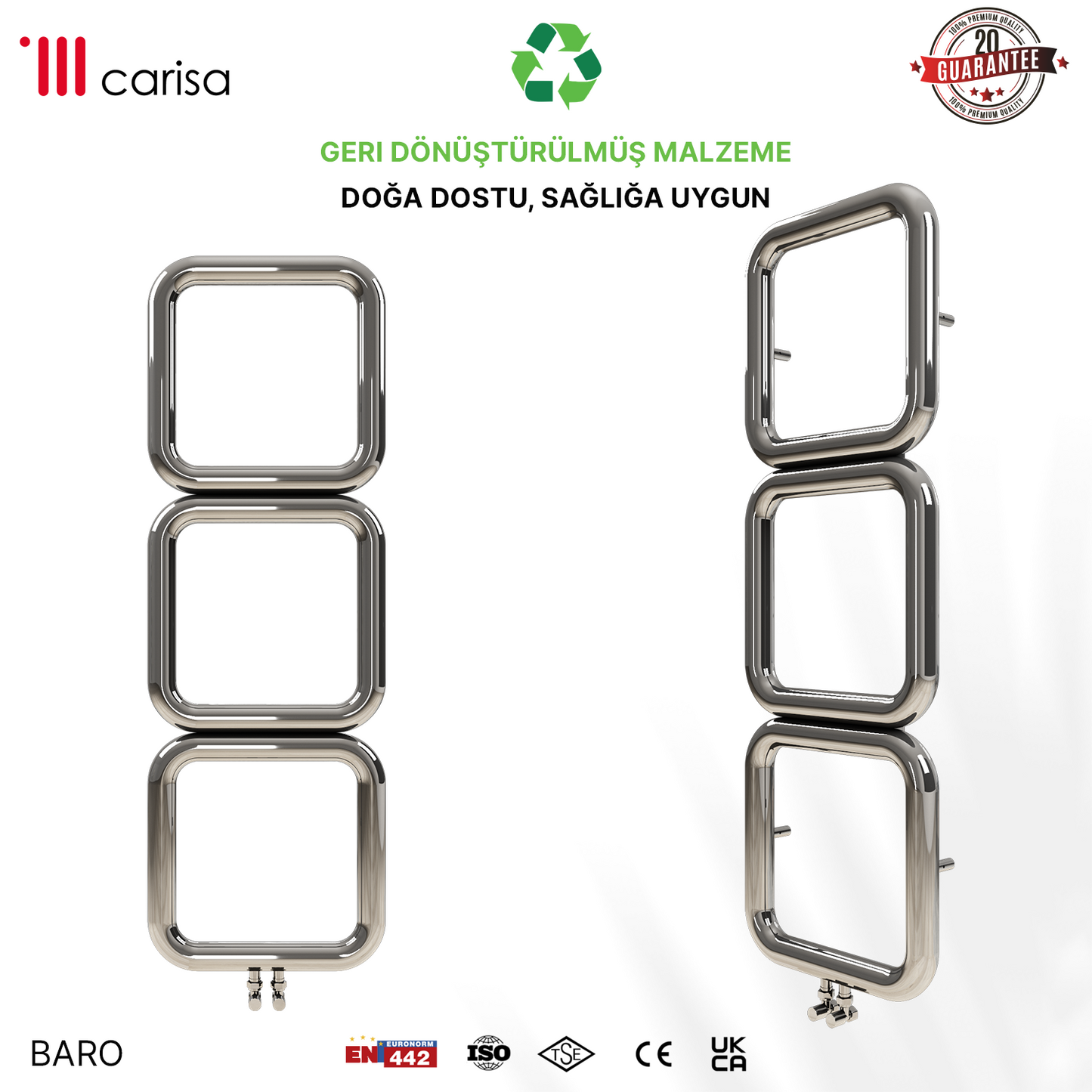 Carisa Baro Sèche-Serviettes en Acier Inoxydable Design Moderne Miroir Poli