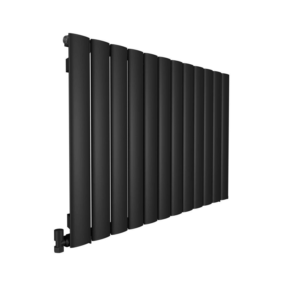 radiateur aluminium horizontal noir design moderne Carisa Elliptic en aluminium, radiateur design noir pour intérieur contemporain