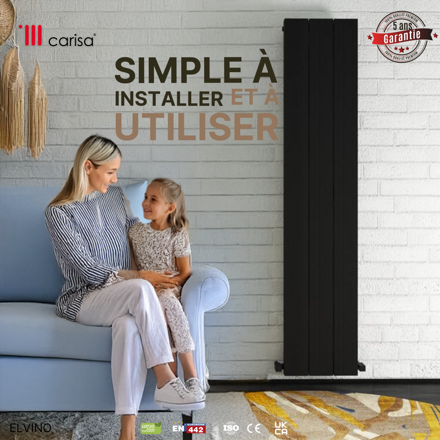Carisa Elvino Radiateur en Aluminium Vertical Design Moderne Gris foncé