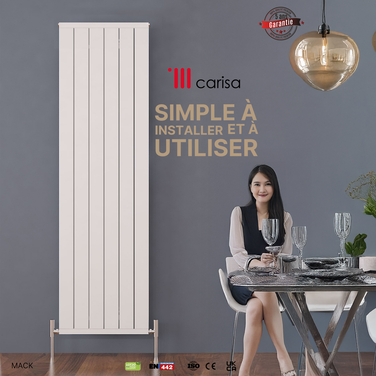 Carisa Mack Radiateur en Aluminium Vertical Design Moderne Blanc