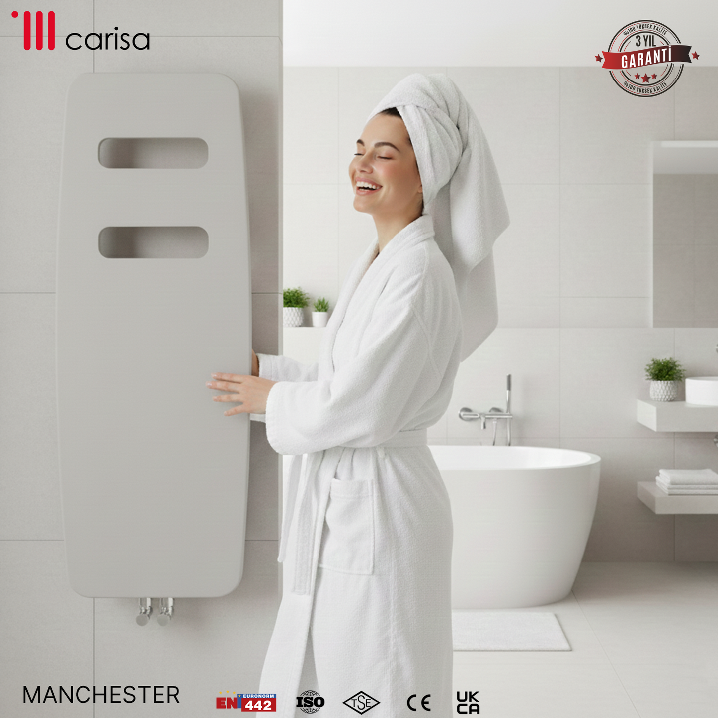 Carisa Manchester Radiateur Design Mince en Acier Vertical Design Moderne Blanc