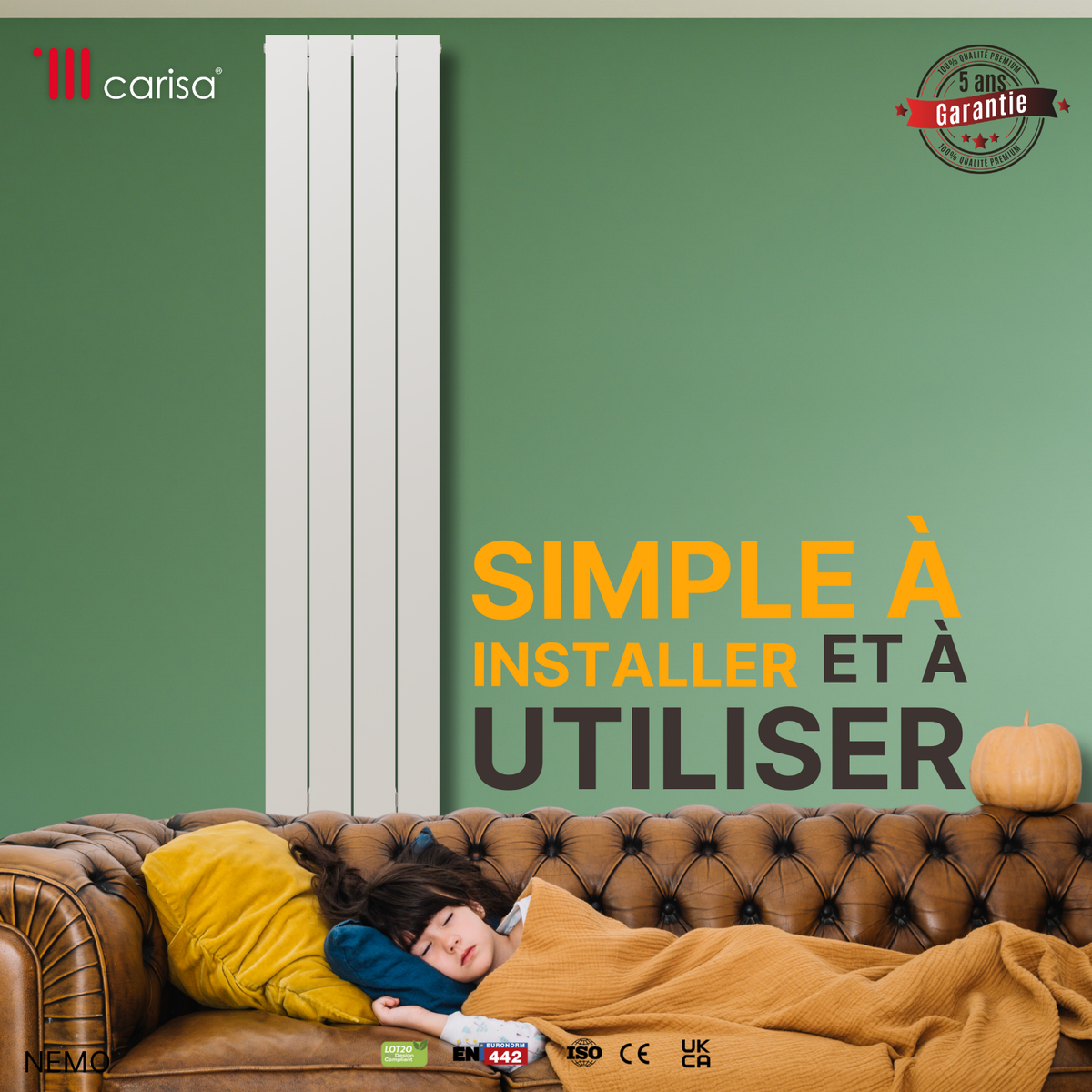 Carisa Nemo Radiateur en Aluminium Vertical Design Moderne Latte