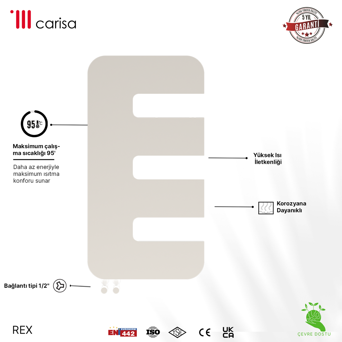 Carisa Rex Radiateur Design Mince en Acier Vertical Design Moderne Blanc