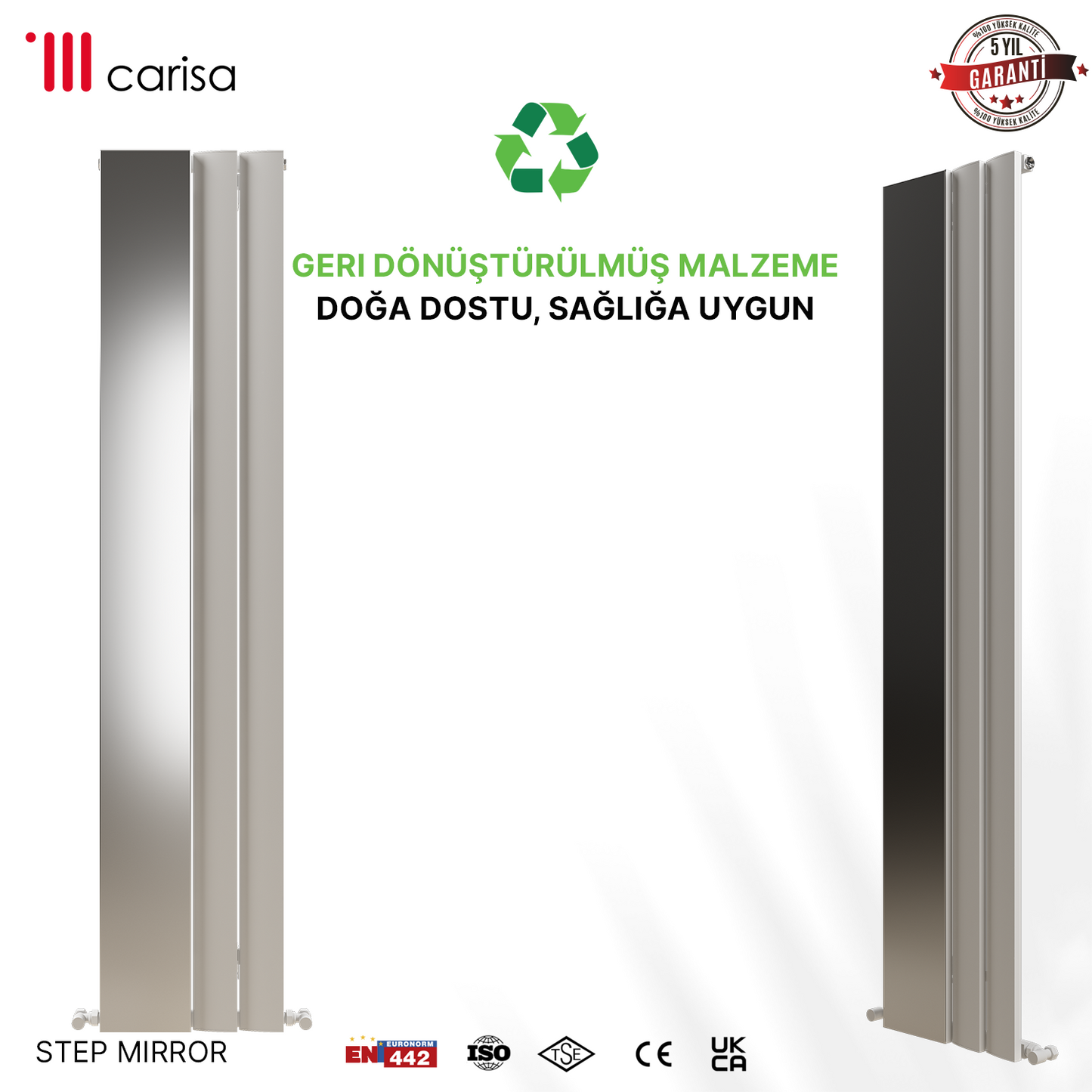 Carisa Step Mirror Radiateur en Aluminium Vertical Design Moderne Blanc