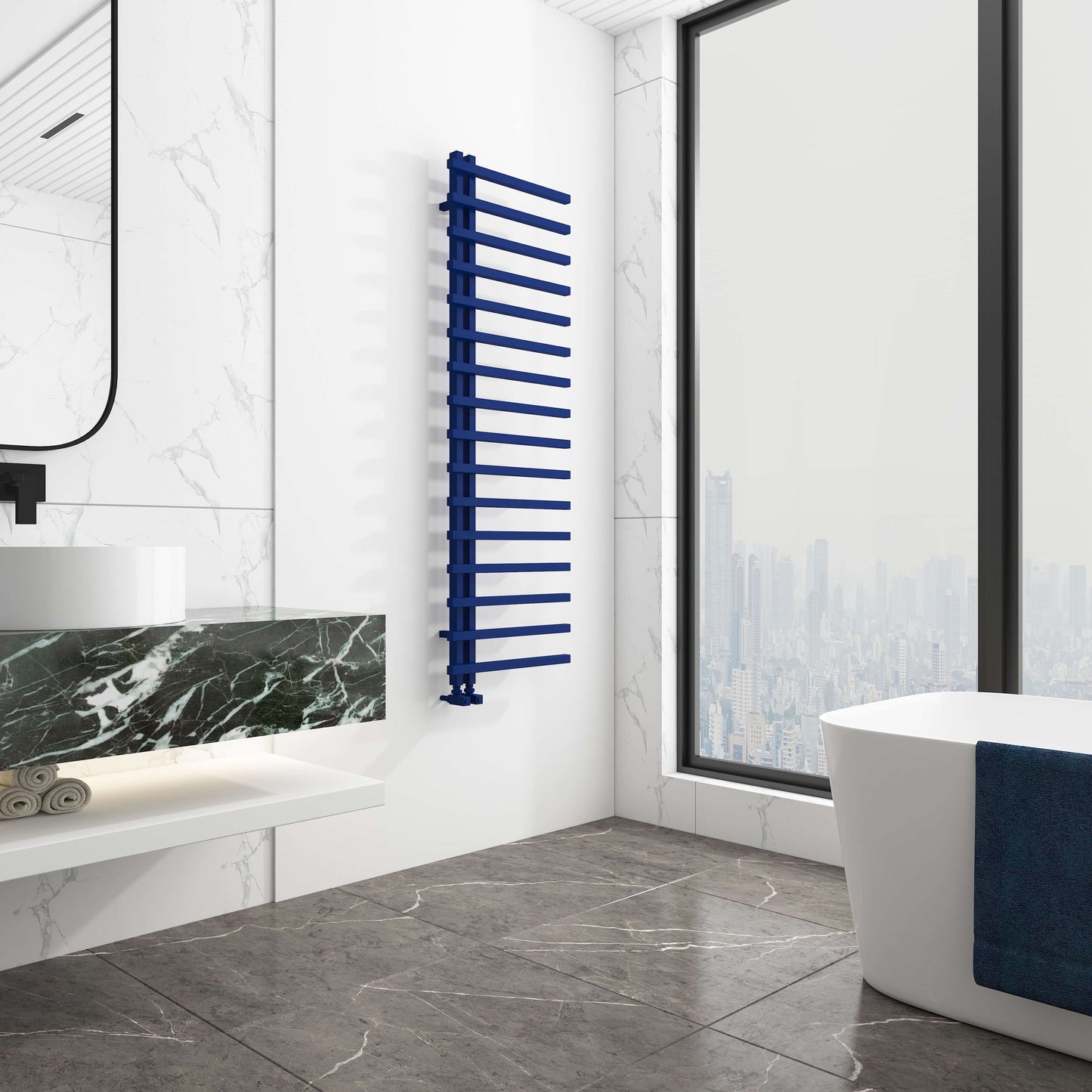 Carisa Terra L Sèche-Serviettes en Aluminium Design Moderne Bleu Marine