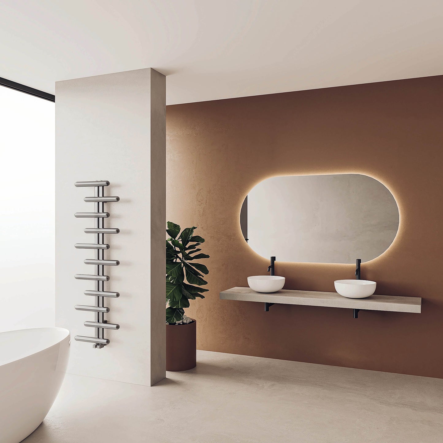 Carisa Vivi Sèche-Serviettes en Acier Inoxydable Design Moderne Miroir Poli