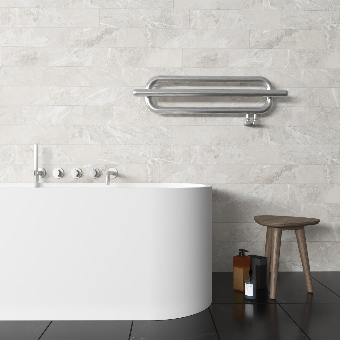 Carisa Swing Sèche-Serviettes en Acier Inoxydable Design Moderne Satiné Poli