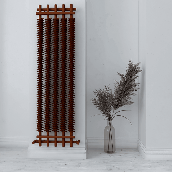 Radiateur design dans une chambre élégante avec chaleur homogène, fonctionnement silencieux et intégration harmonieuse