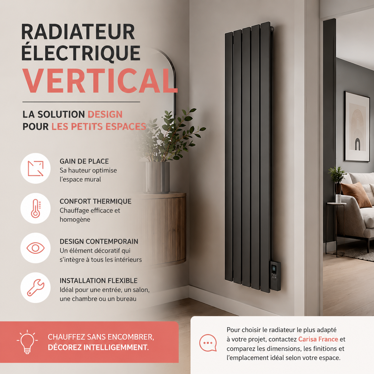 Radiateur électrique vertical : la solution design pour les petits espaces