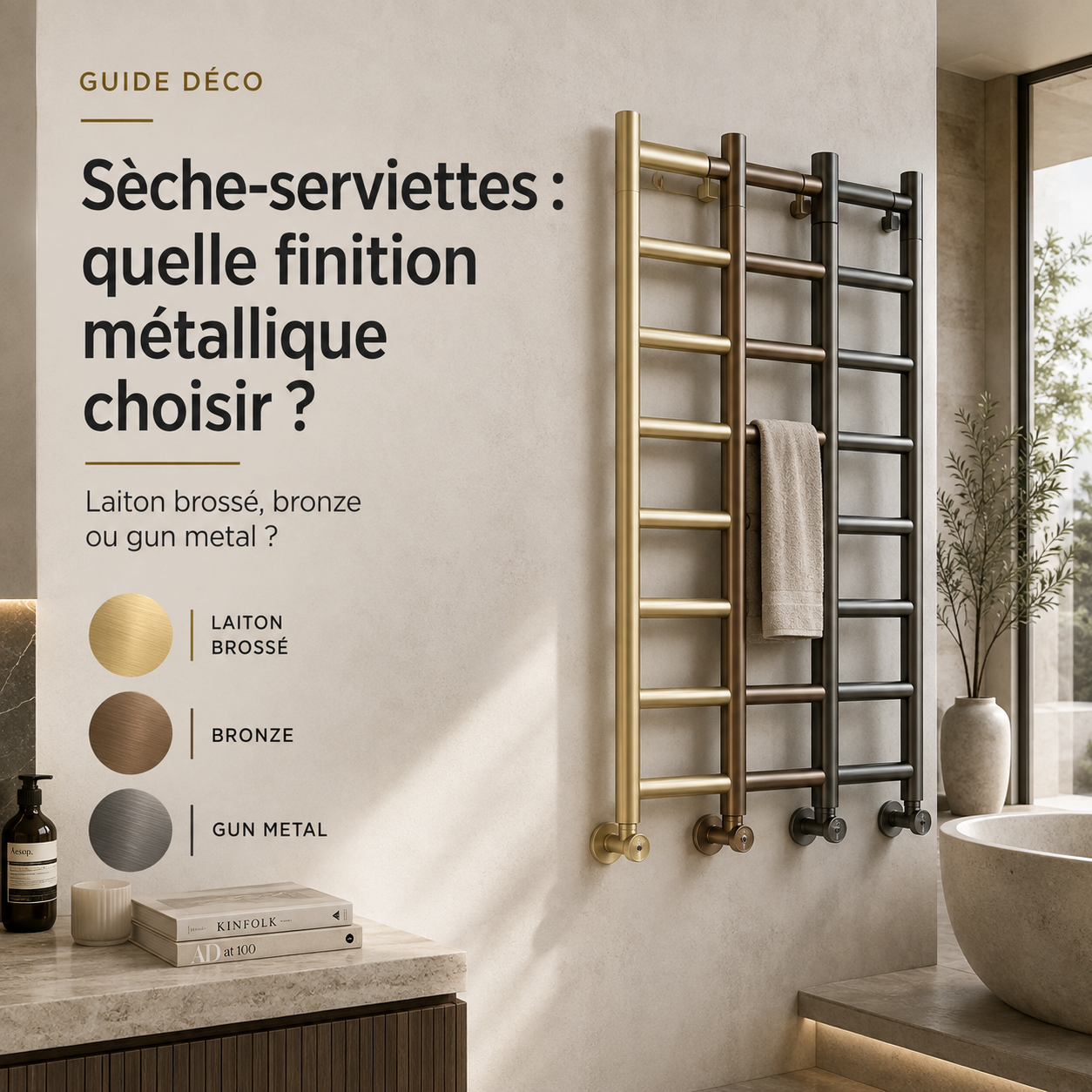 Sèche-serviette laiton brossé, bronze ou gun metal : quelle finition choisir ?