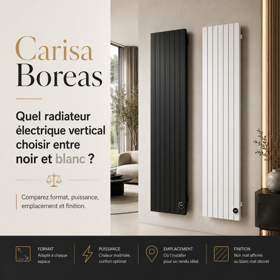 Carisa Boreas : quel radiateur électrique vertical choisir entre noir et blanc ?