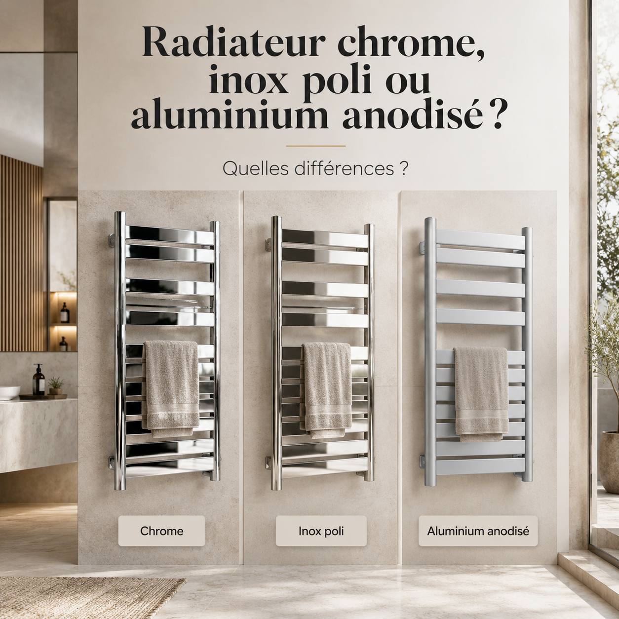 Radiateur chrome, inox poli ou aluminium anodisé : quelles différences ?