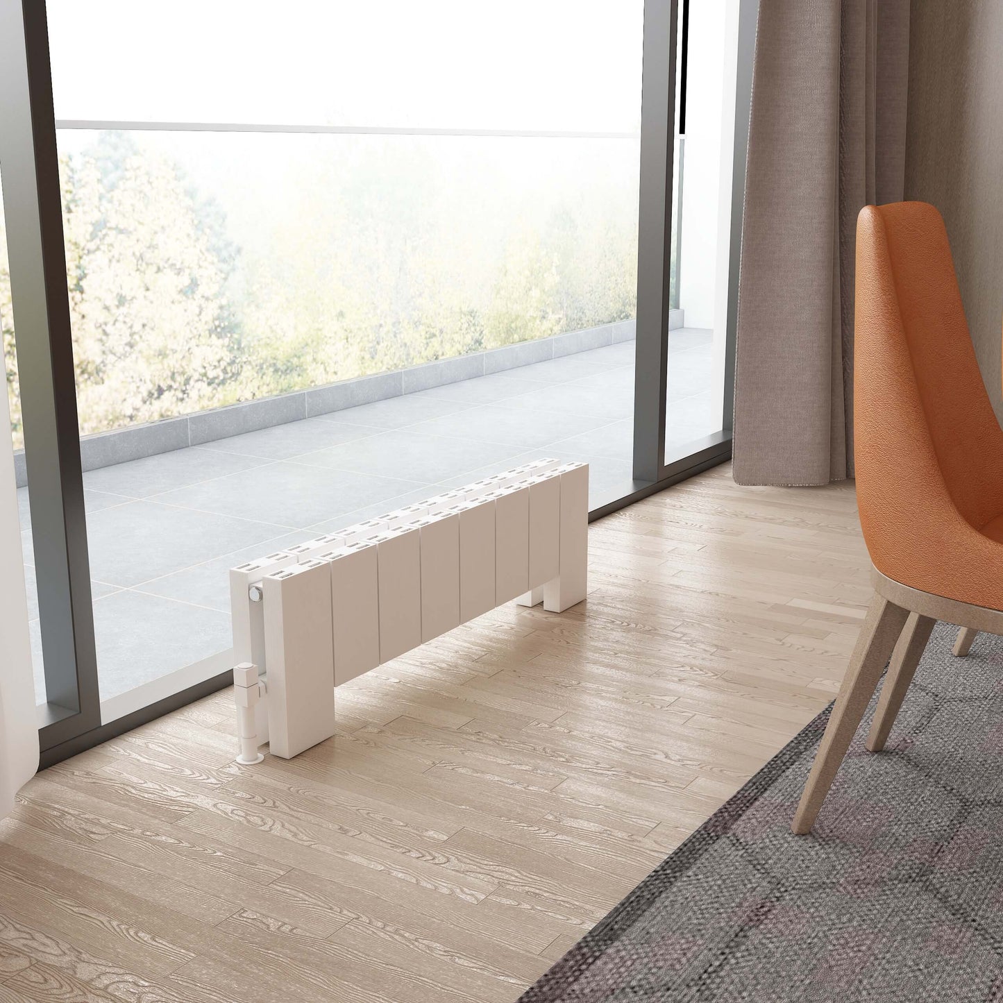 Carisa Elvino Floor Radiateur en Aluminium Horizontal Design Moderne Blanc