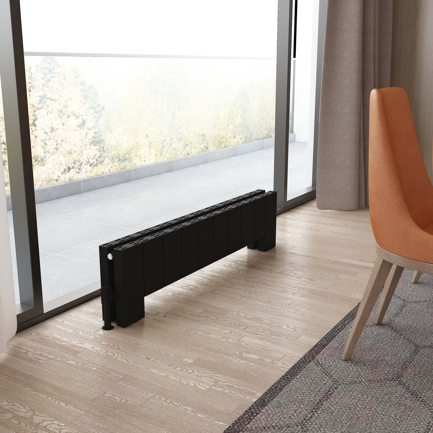 Carisa Elvino Floor Radiateur en Aluminium Horizontal Design Moderne Noir