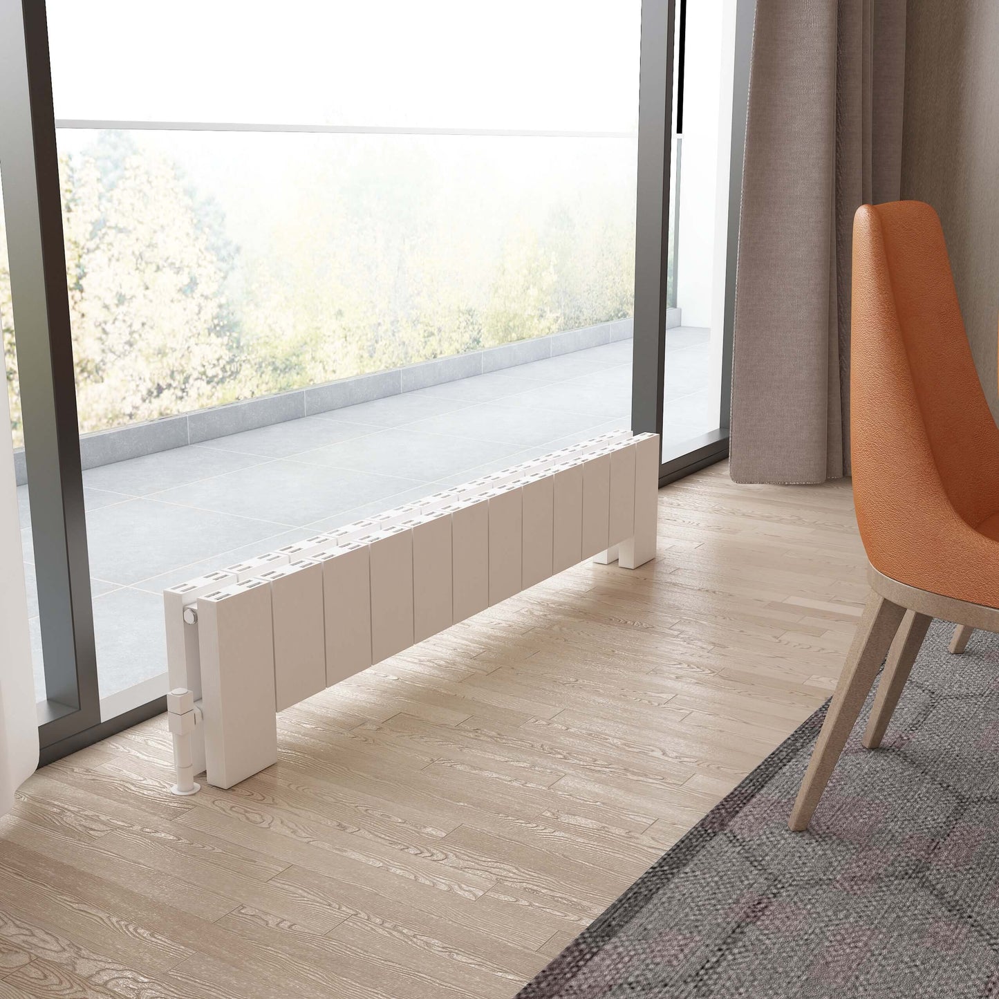 Carisa Elvino Floor Radiateur en Aluminium Horizontal Design Moderne Blanc