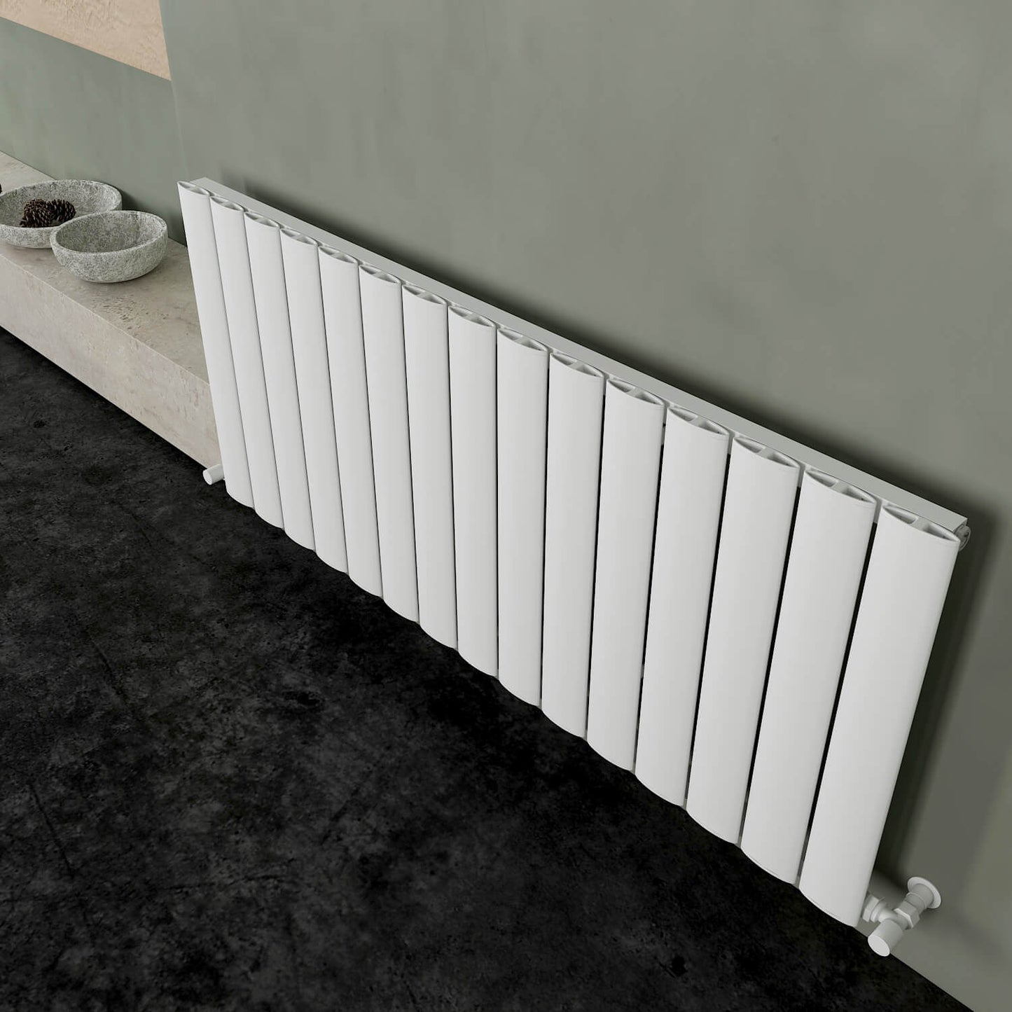 Carisa Elliptic Radiateur en Aluminium Horizontal Design Moderne Blanc