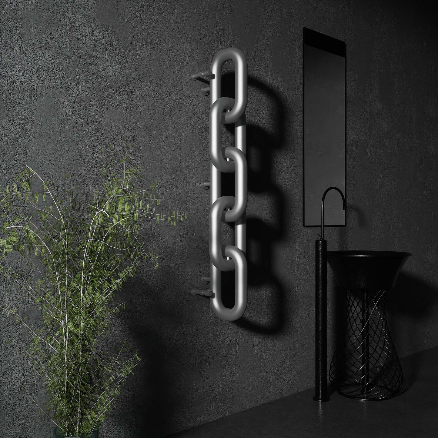 Carisa Link Radiateur en Acier Inoxydable Vertical Design Moderne Satiné Poli