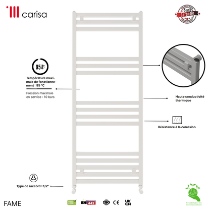 Carisa Fame Sèche-Serviettes en Aluminium Design Moderne Blanc