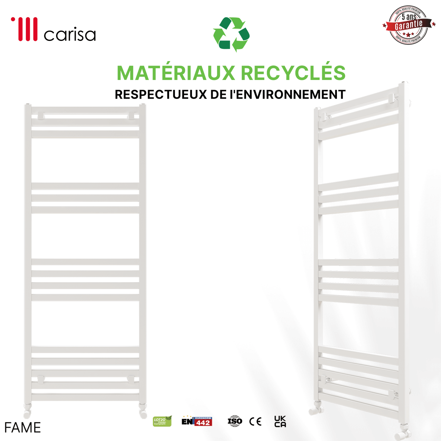 Carisa Fame Sèche-Serviettes en Aluminium Design Moderne Blanc