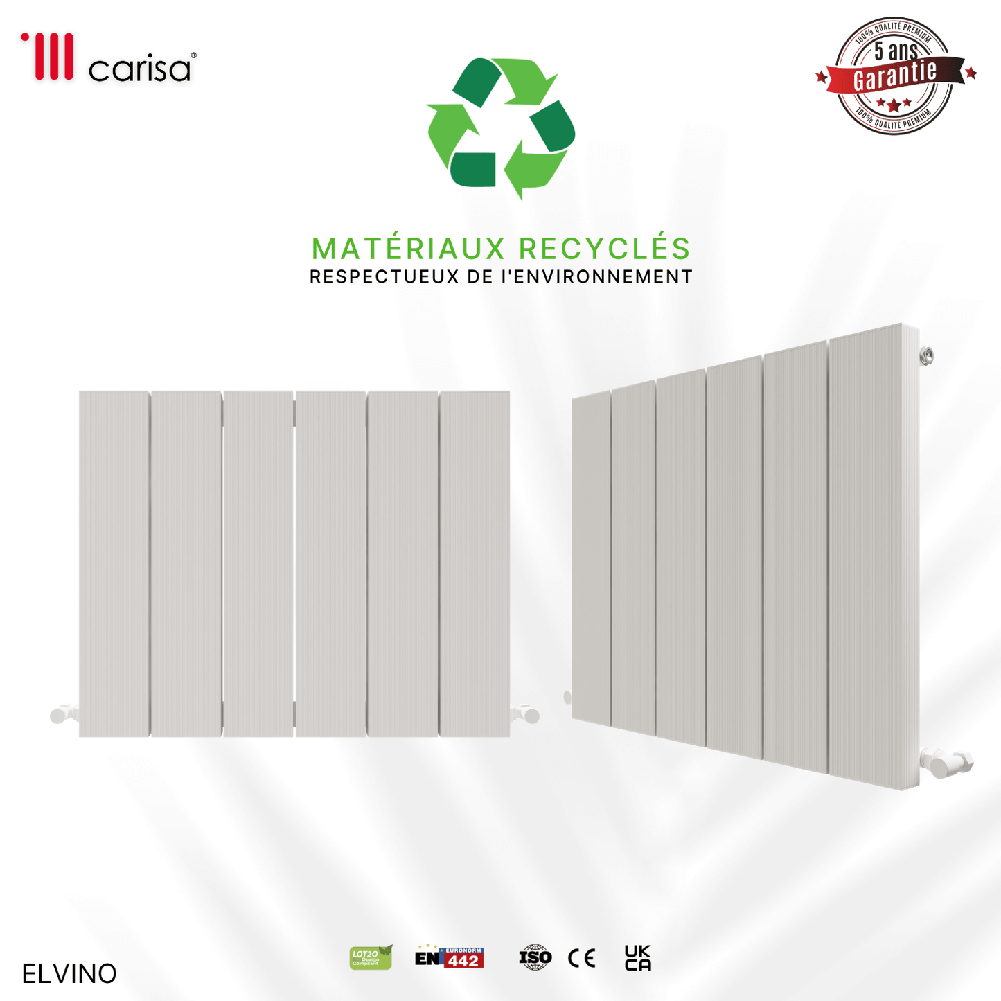 Carisa Elvino Radiateur en Aluminium Horizontal Design Moderne Blanc