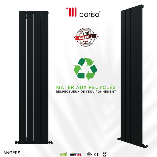 Carisa Angers Radiateur en Aluminium Vertical Design Moderne Gris Clair