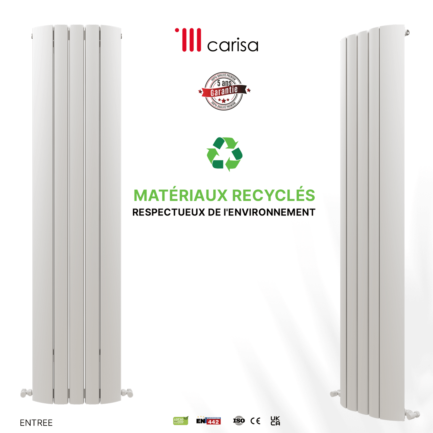 Carisa Gaia Radiateur en Aluminium Vertical Design Moderne Blanc