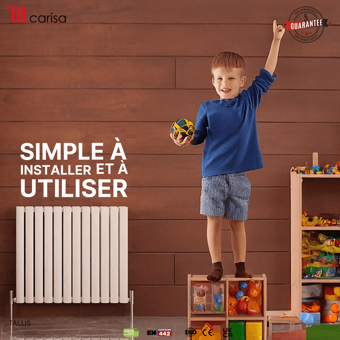 Carisa Tallis Radiateur en Aluminium Horizontal Design Moderne Blanc