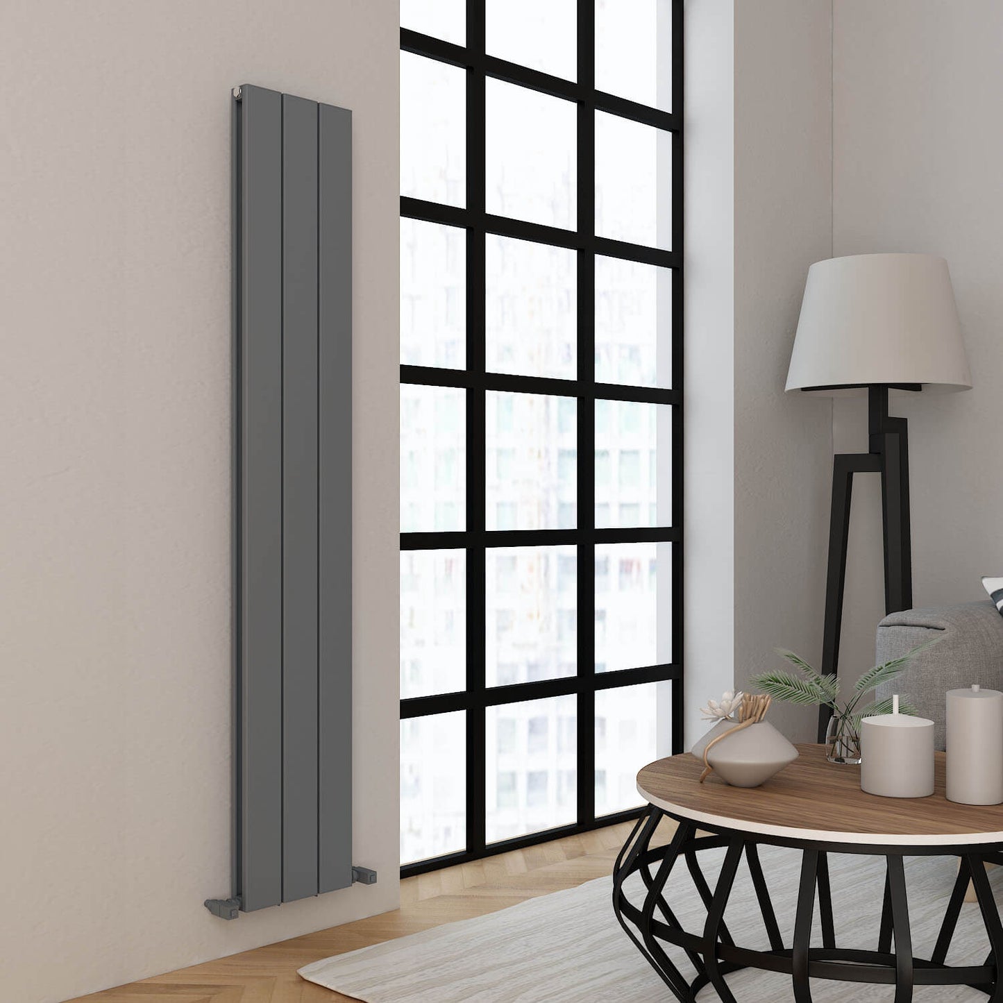 Carisa Angers Radiateur en Aluminium Vertical Design Moderne Gris Clair