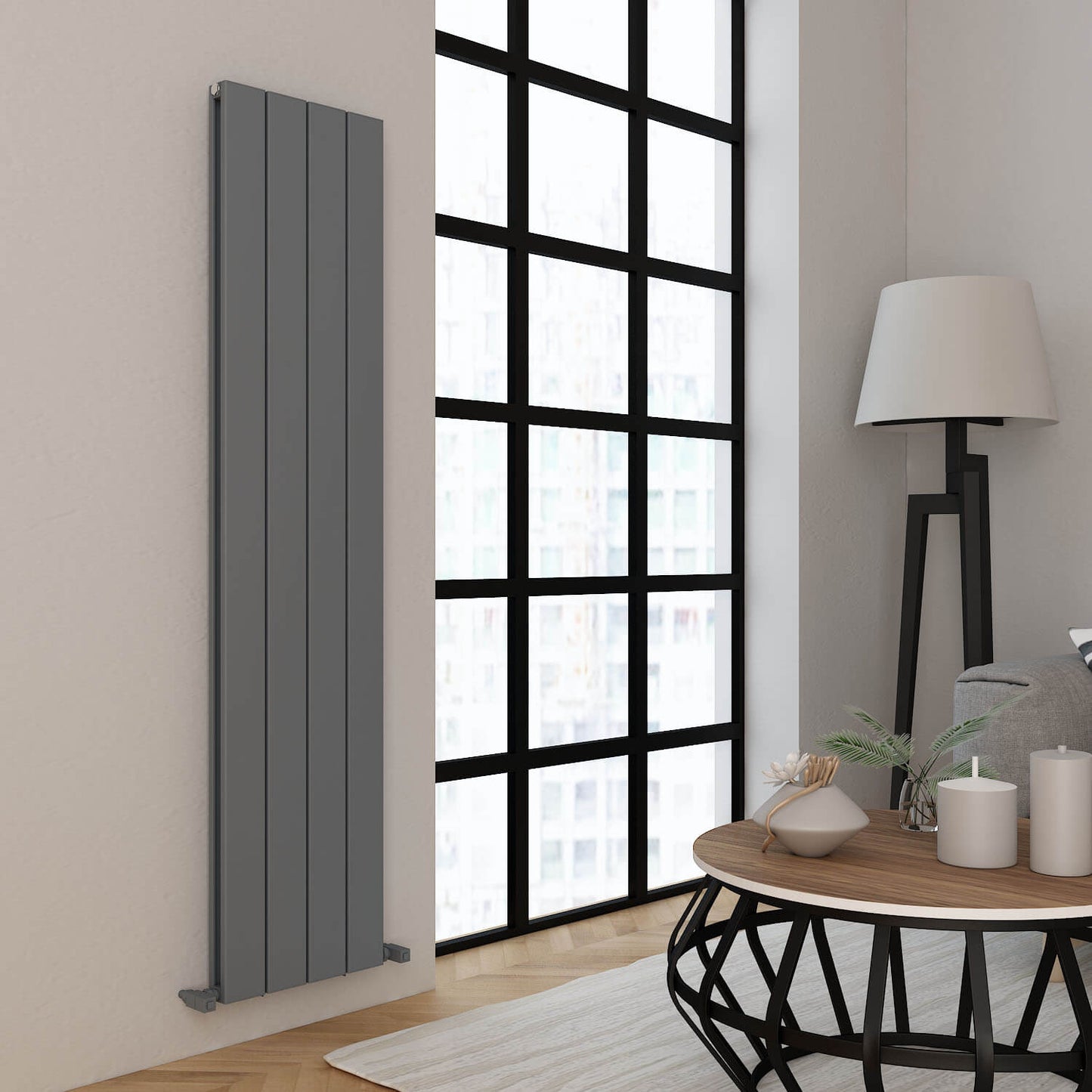 Carisa Angers Radiateur en Aluminium Vertical Design Moderne Gris Clair