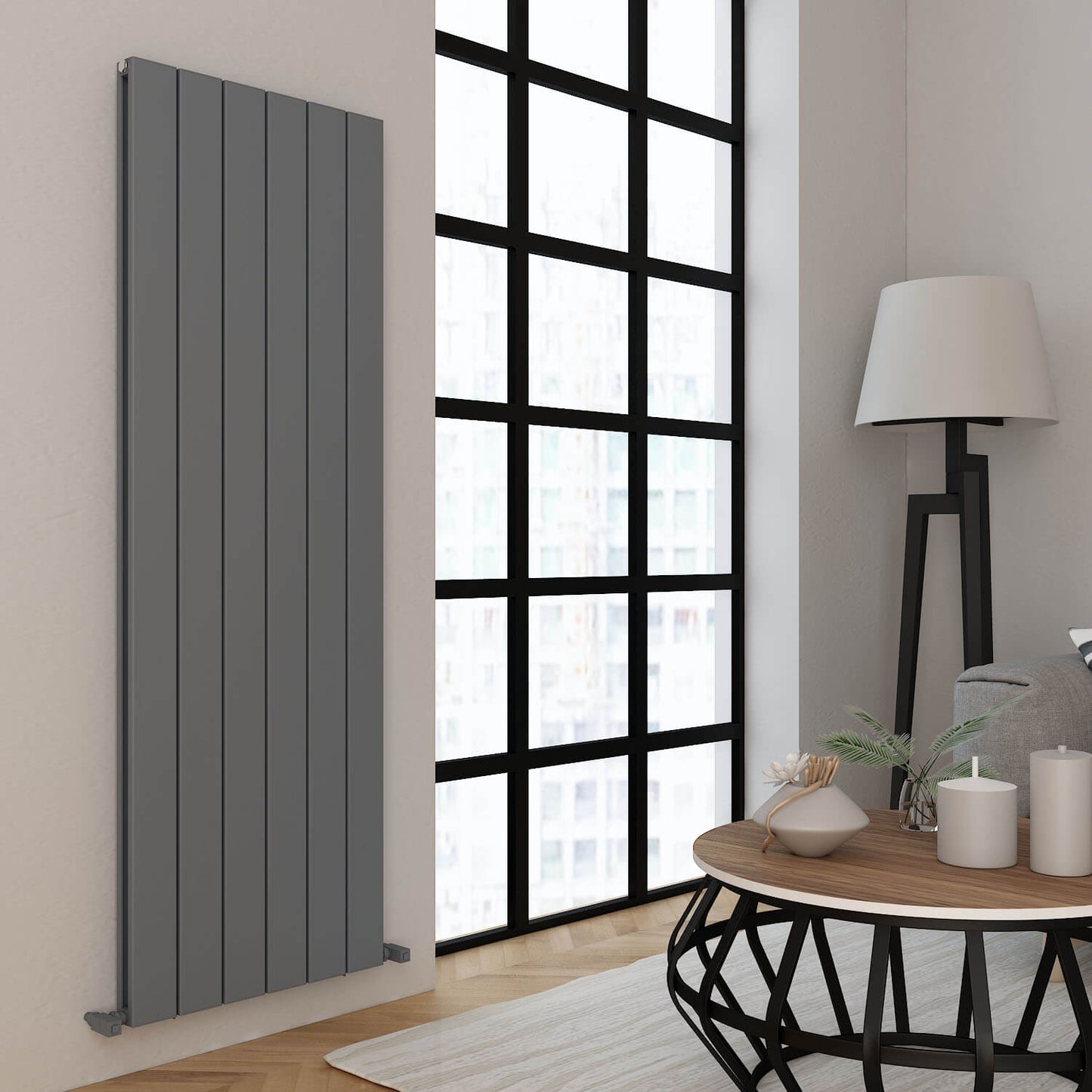 Carisa Angers Radiateur en Aluminium Vertical Design Moderne Gris Clair