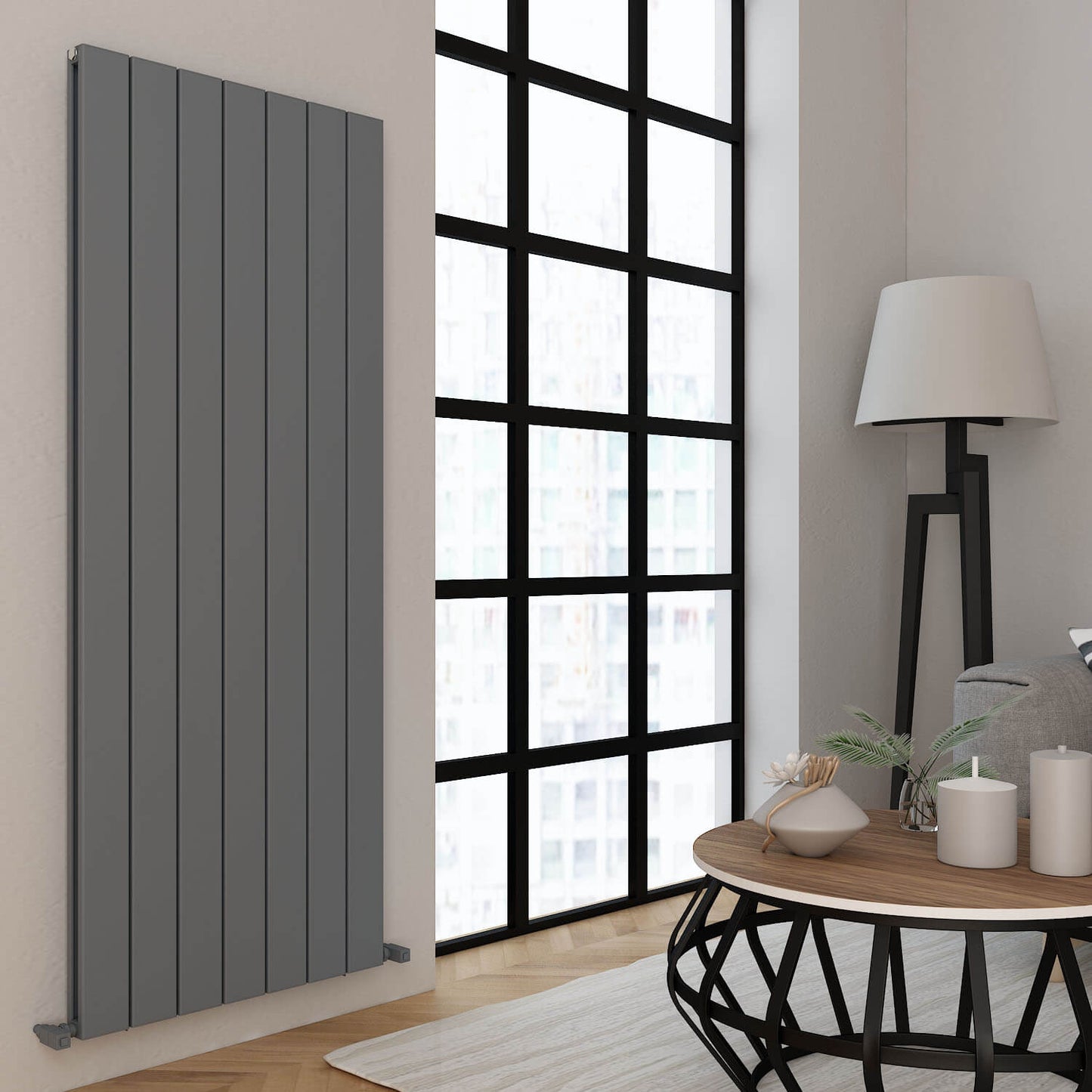 Carisa Angers Radiateur en Aluminium Vertical Design Moderne Gris Clair