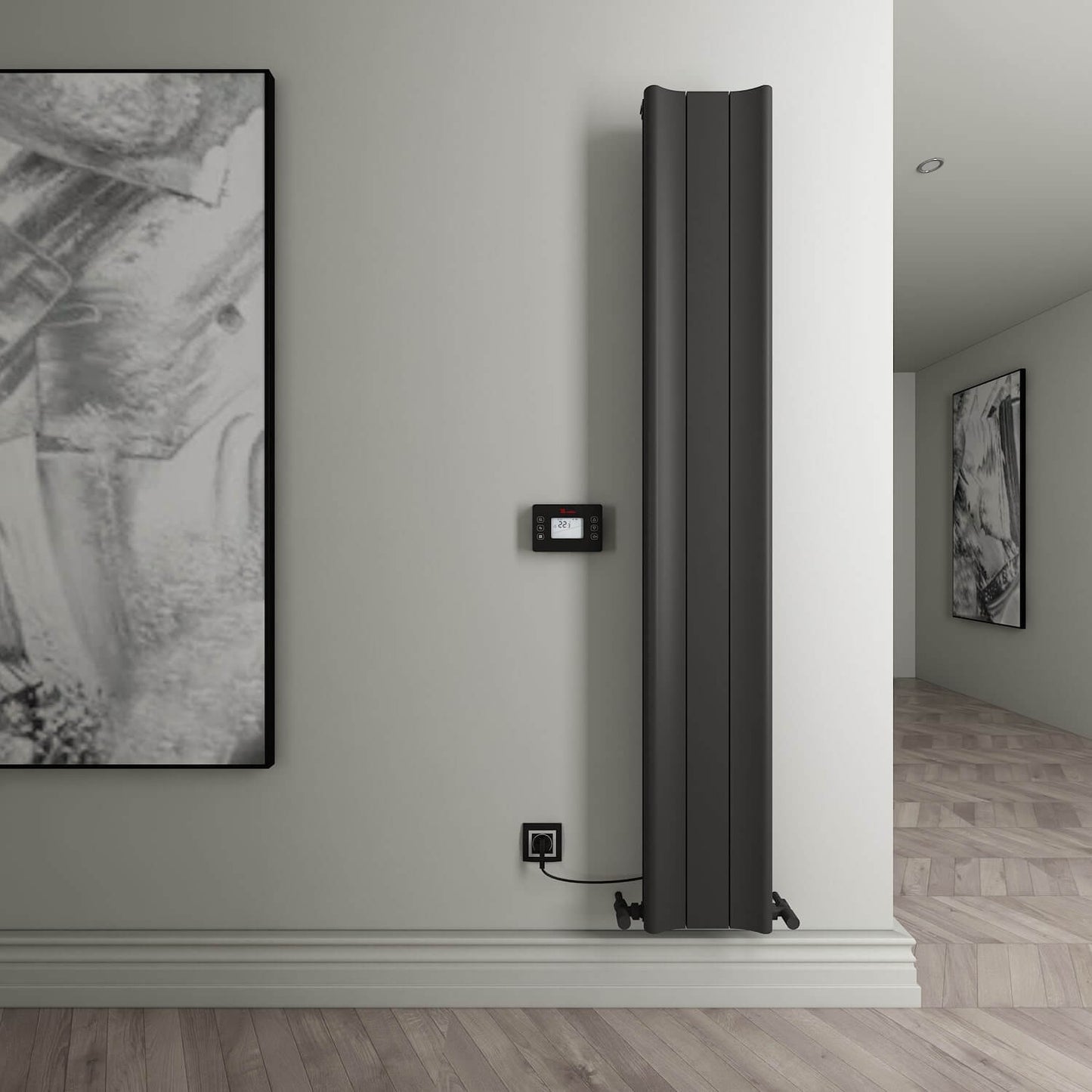 Carisa Boreas Hybrid B Radiateur Électrique Vertical Design Moderne Noir