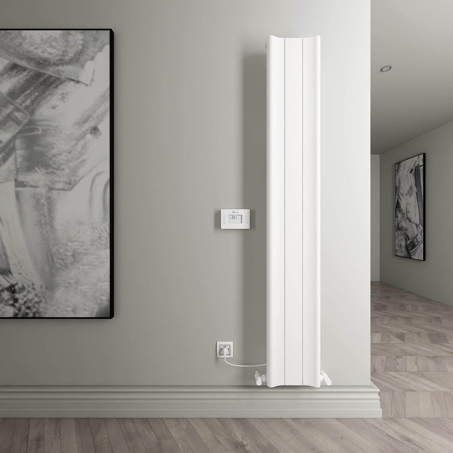 Carisa Boreas Hybrid B Radiateur Électrique Vertical Design Moderne Blanc