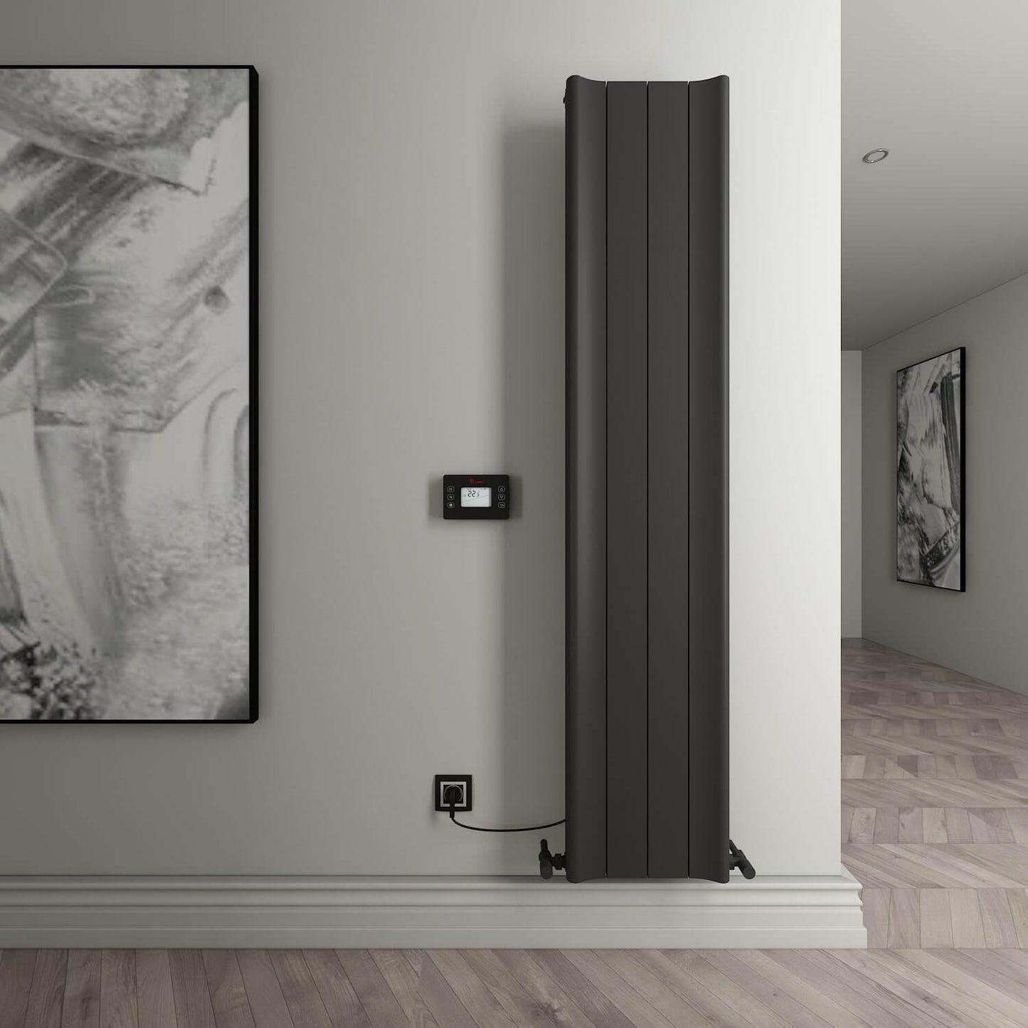 Carisa Boreas Hybrid B Radiateur Électrique Vertical Design Moderne Noir