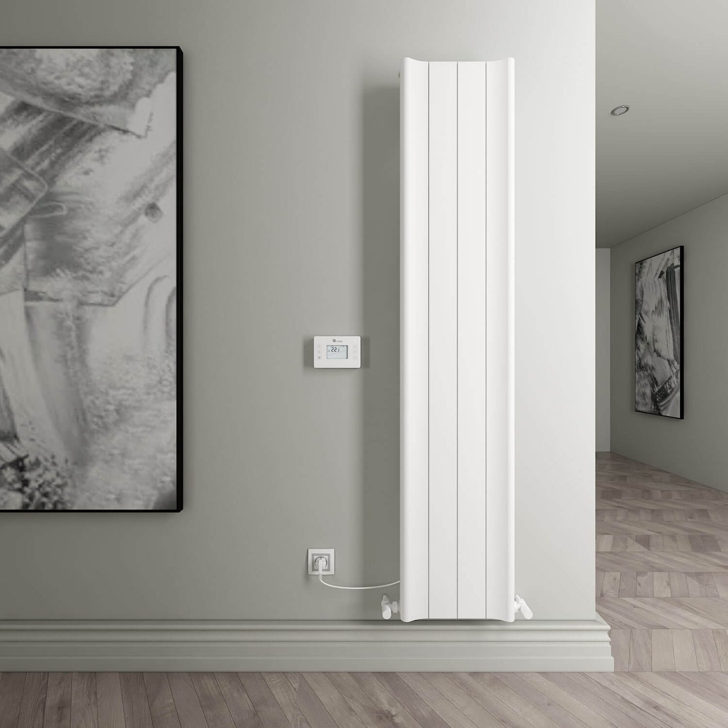 Carisa Boreas Hybrid B Radiateur Électrique Vertical Design Moderne Blanc